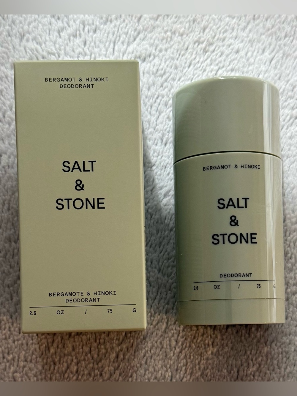 NIB Full Size Salt & Stone Bergamot & Hinoki Aluminum-Free Deodorant 2.6 oz